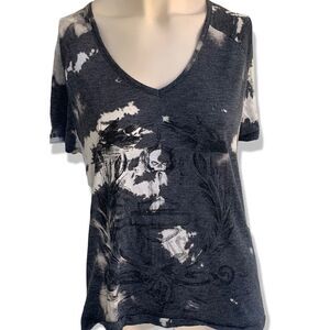 Harley Davidson burnout bleach dye skull T-shirt